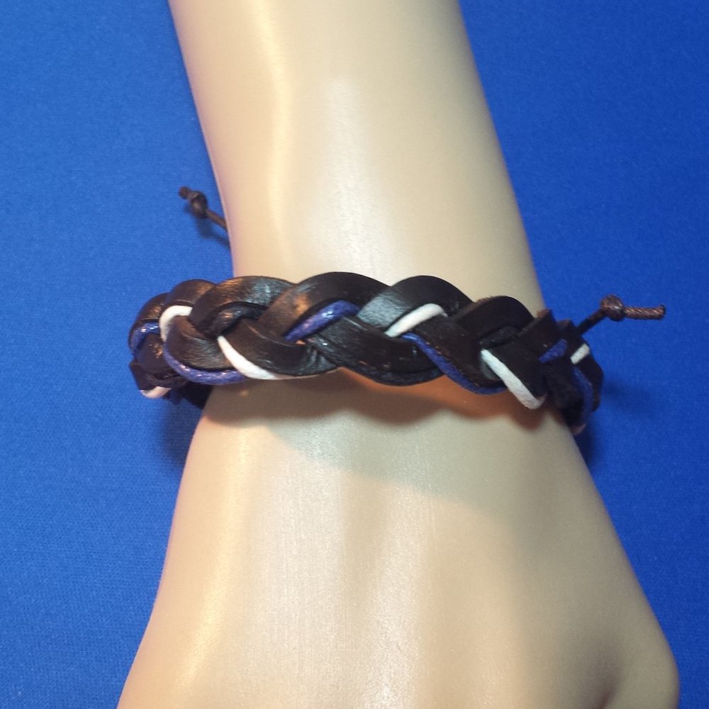 "Back The Blue"  Tribute Leather Men's Cuff